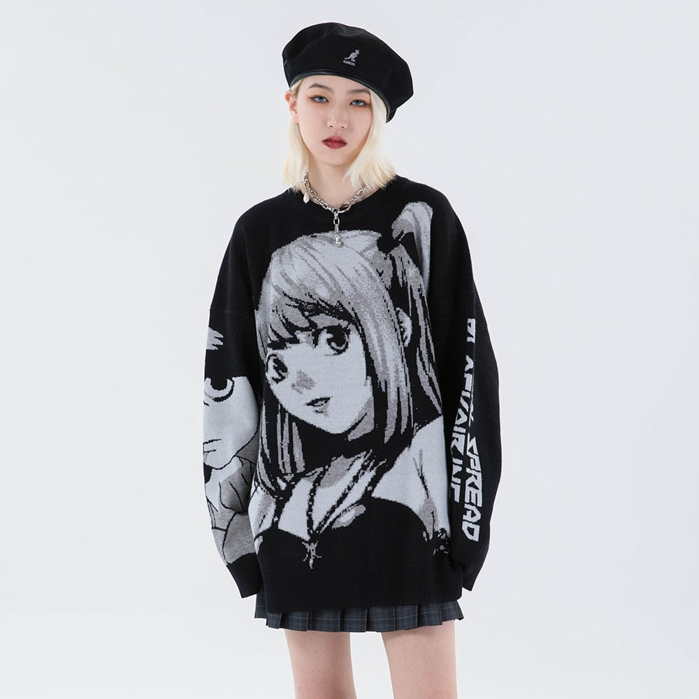 Knitted Harajuku Winter Clothes Women Oversized Sweaters Long Sleeve Top Gothic Fashion Japanese Kawaii Cartoon Streetwear