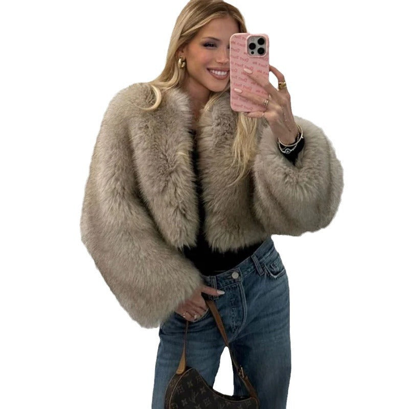 Faux fur coat short fur coat fluffy dyed pointed plush women's clothing