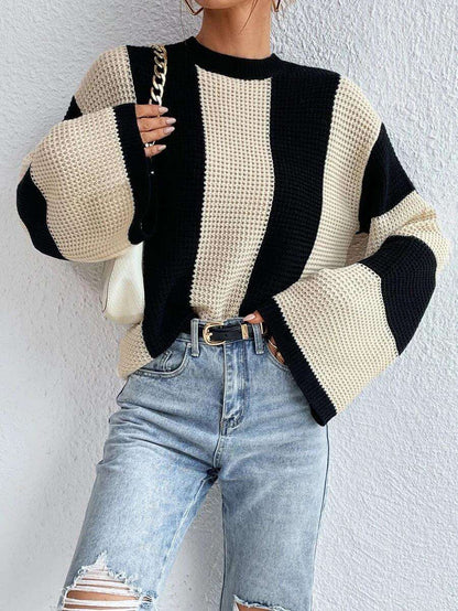 Fashion Striped Turtleneck Sweater For Women Elegant Loose Long Sleeve Pullover  Autumn Vintage Winter High Street Sweaters