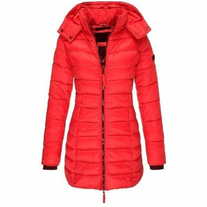 New women's mid length cotton jacket slim fit cotton jacket women's warm jacket