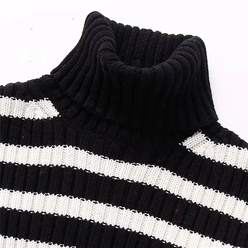 Woman Turtleneck Knitted Sweater Women Autumn Winter Long Sleeve Knit Cropped Sweaters For Women