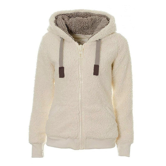 Winter Fleece Sweater Fluffy Thick Hooded Warm Zipper Cardigan Women Winter Coat Sherpa Tops Cardigan Sweaters