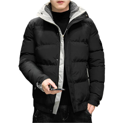 New Style Men's Down Jacket Warm Youth Cotton Jacket Handsome Stand Collar Winter Thickened Cotton Jacket