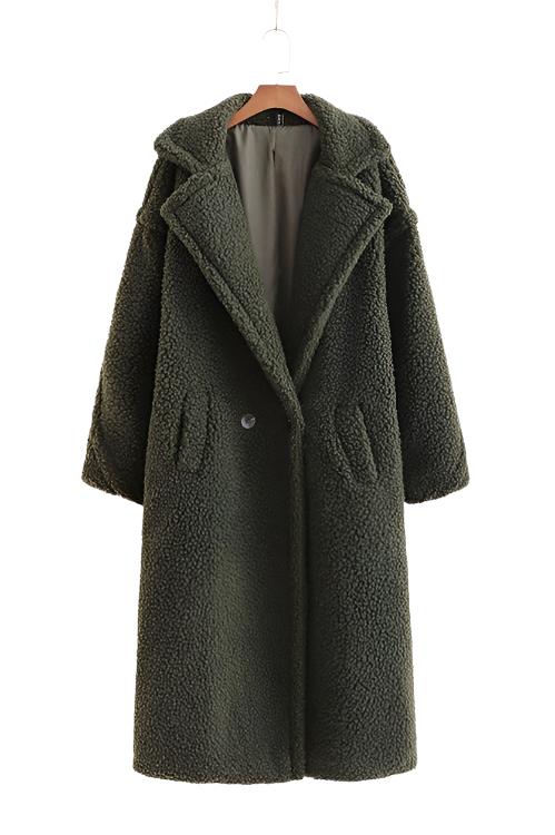 New winter loose imitation lamb wool coat large lapel mid-length plush coat cotton coat for women