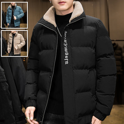 New Style Men's Down Jacket Warm Youth Cotton Jacket Handsome Stand Collar Winter Thickened Cotton Jacket