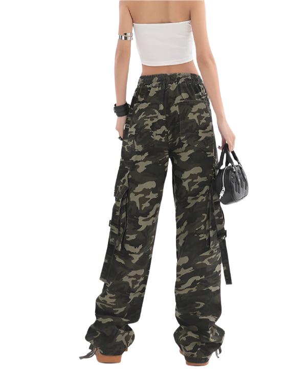 Women's Camouflage Pants Harajuku Jogger Streetwear 90s High Waist  Pants Vintage Wide Leg Trousers Clothes