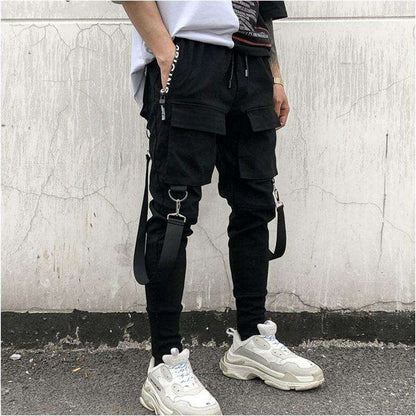 49Hot Side Pockets Chinos Men's Hip Hop Cargo Ripped Joggers Trousers