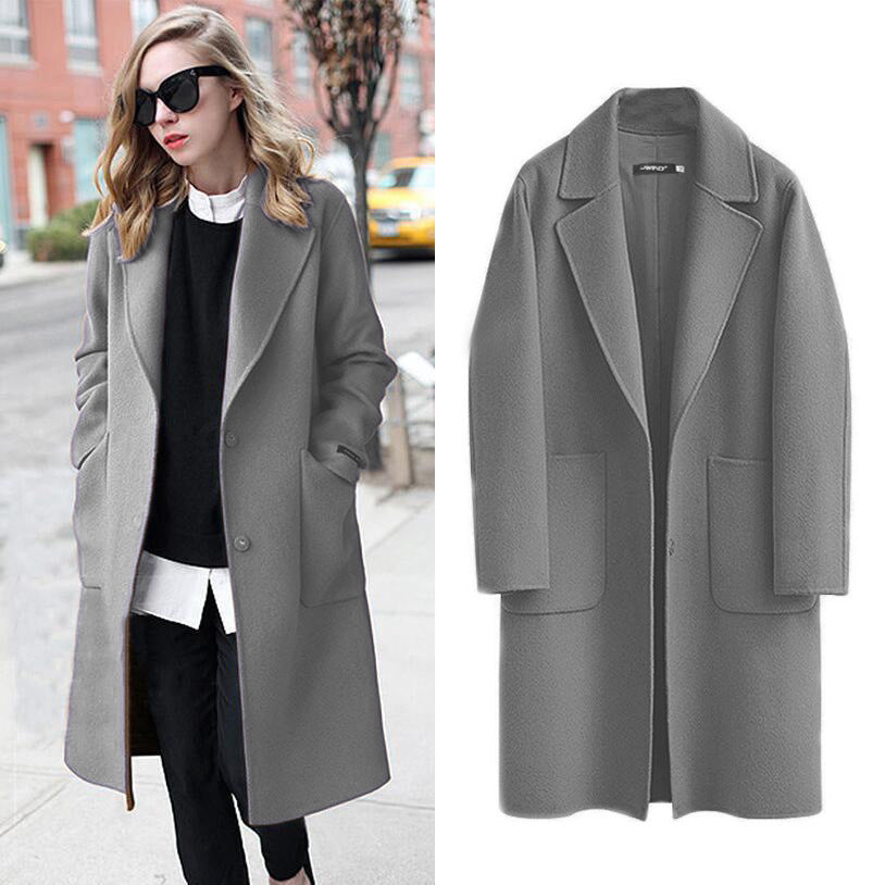 Autumn and winter women's double-sided woolen coat, European and American new long loose woolen coat, women's woolen coat