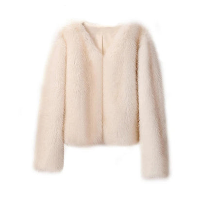 Faux fur coat short fur coat fluffy dyed pointed plush women's clothing