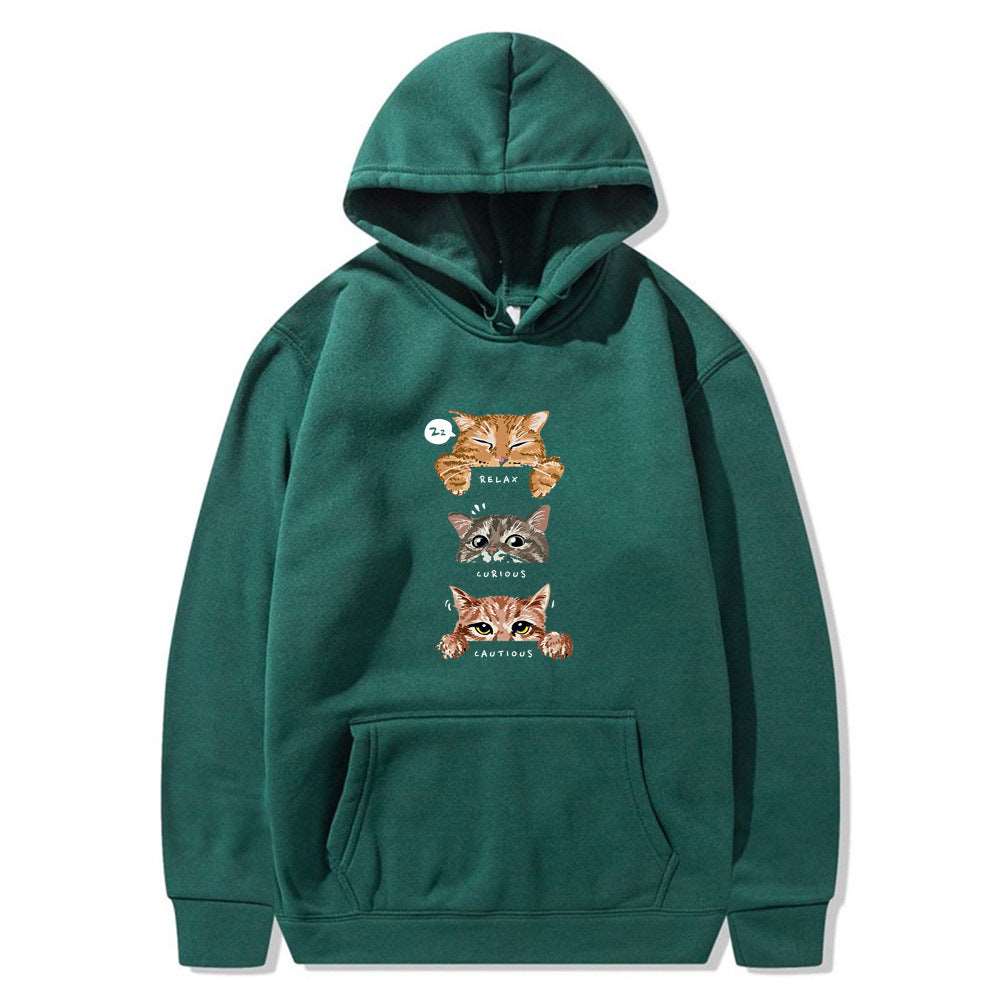 Cute cat, interesting cat print hoodie, men's and women's fashion street pullover, casual hoodie, autumn and winter