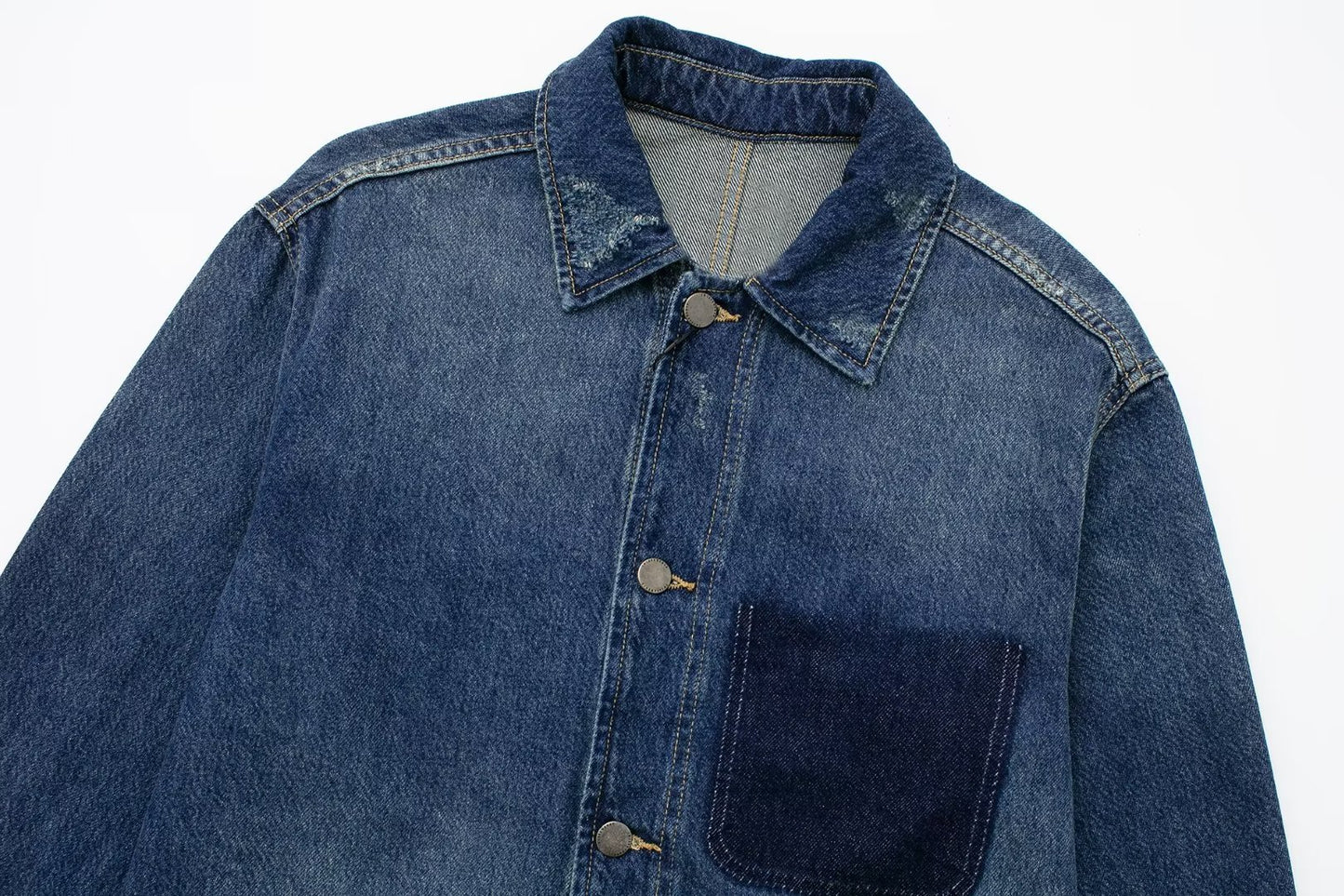 New In Denim Jacket Turn-down Collar Single Breasted Big Pockets Female Vintage Loose Fashion Denim Coat