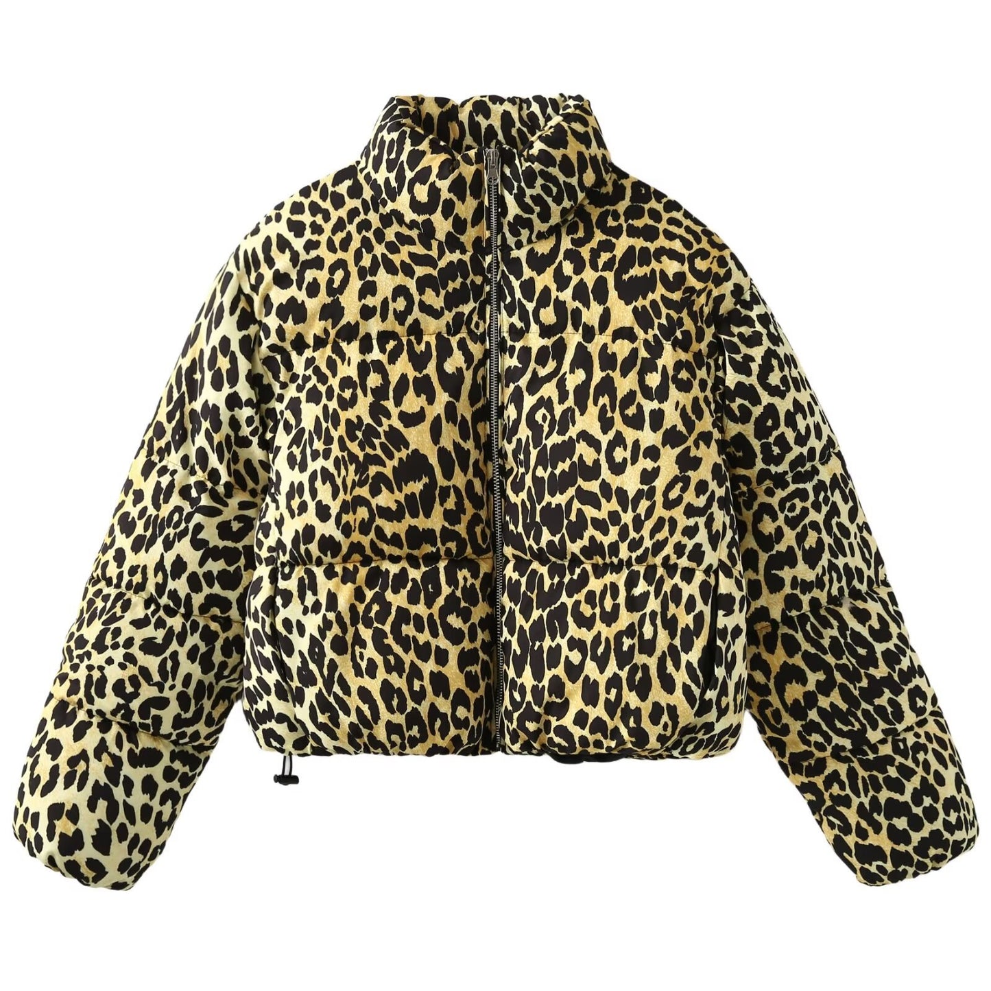 Women's leopard print stand up collar jacket cotton coat cotton jacket