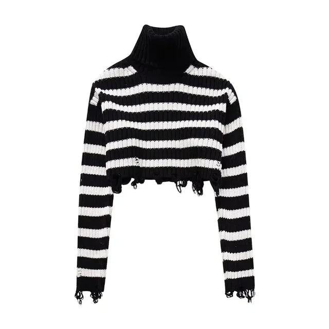 Woman Turtleneck Knitted Sweater Women Autumn Winter Long Sleeve Knit Cropped Sweaters For Women