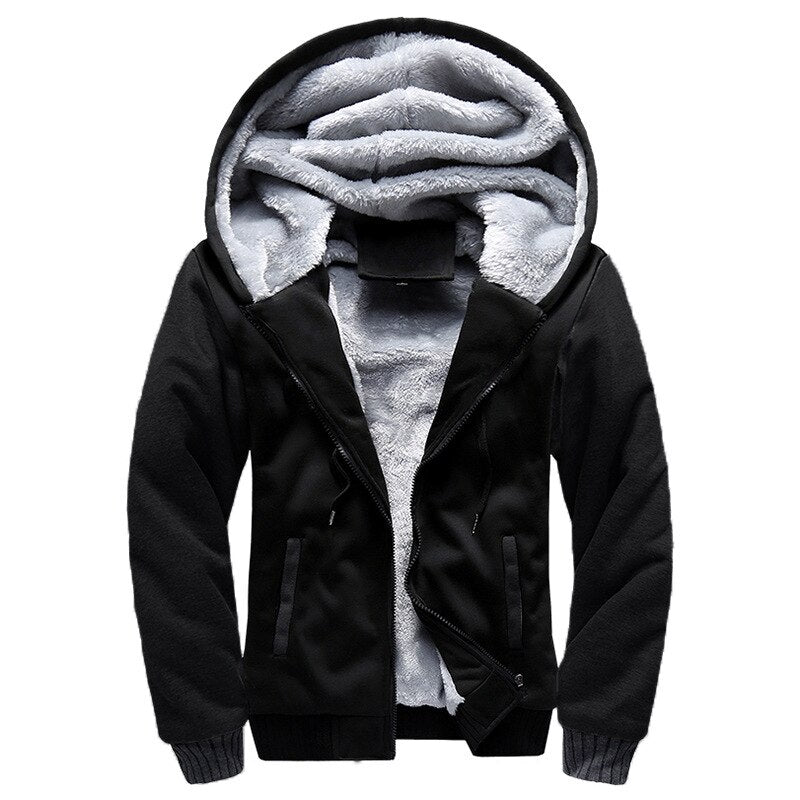 Men's Jackets Winter Plus Velvet Thickening Coat Hooded Sports Sweatshirt Male Baseball Uniform Jacket Zipper Male Hoodie