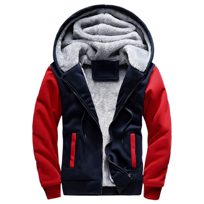 Men's Jackets Winter Plus Velvet Thickening Coat Hooded Sports Sweatshirt Male Baseball Uniform Jacket Zipper Male Hoodie