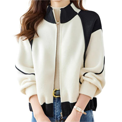 Small woolen coat, casual and versatile, loose and thick baseball jacket, short top