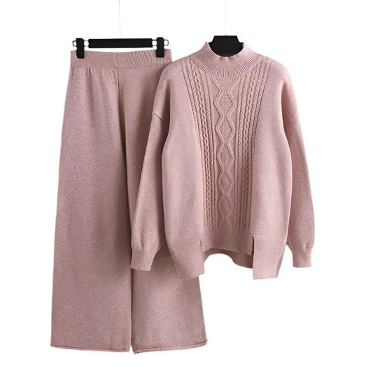 Women Sweater Tracksuits Wide Leg Pant Suits Thick Warm Female Set 2/Two Piece Sets Cloth