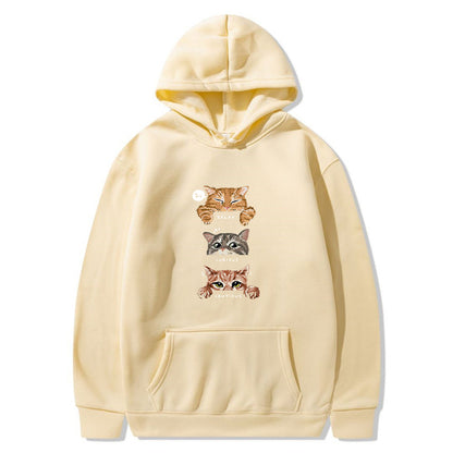 Cute cat, interesting cat print hoodie, men's and women's fashion street pullover, casual hoodie, autumn and winter