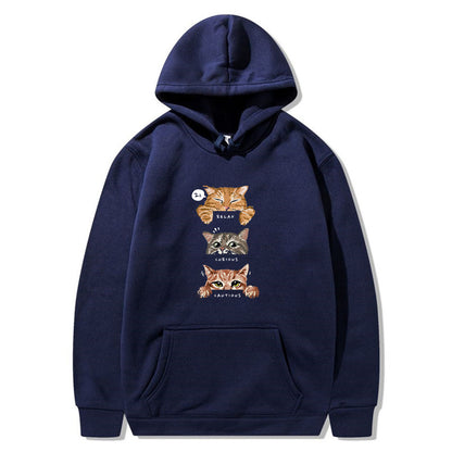 Cute cat, interesting cat print hoodie, men's and women's fashion street pullover, casual hoodie, autumn and winter