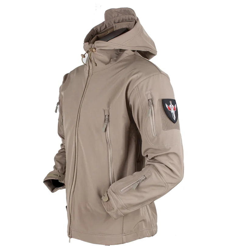 Army Shark Skin Soft Shell Clothes Tactical Windproof Waterproof jacket men Flight Pilot Hood Coat Military Field bomber Jacket